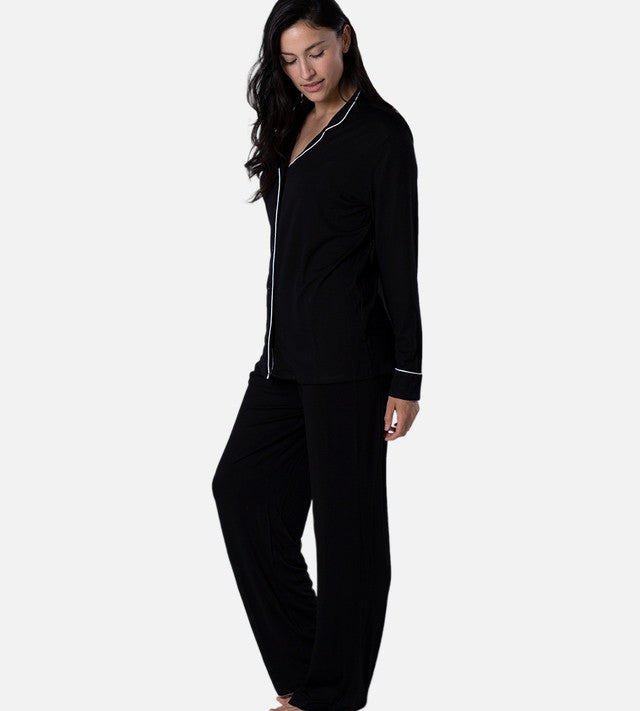 Cariloha Women Sleepwear Set Long Sleeves & Pant Black