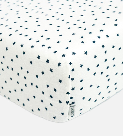 Bamboo Crib Sheets - Stars Dreamy White