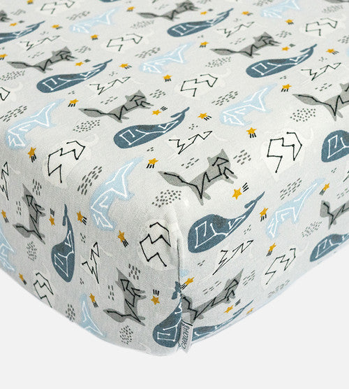 Bamboo Crib Sheets - Whale Hush Gray