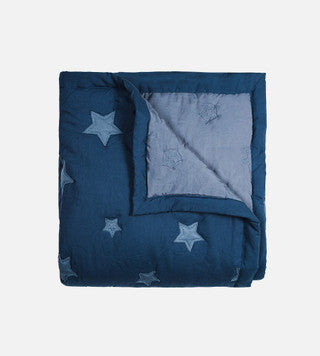 Bamboo Percale Quilt - Stars Ocean Blue