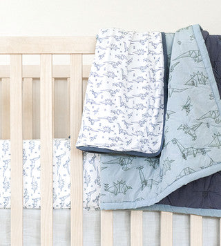 Bamboo Receiving Blanket - Dino Dreamy White