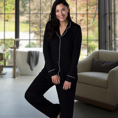 Cariloha Women Sleepwear Set Long Sleeves & Pant Black