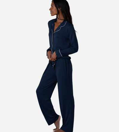 Cariloha Women Sleepwear Set Long Sleeves & Pant Nightfall Navy