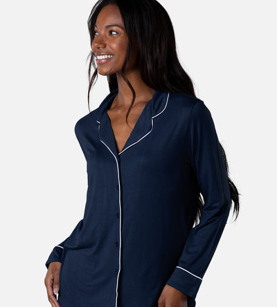 Cariloha Women Sleepwear Set Long Sleeves & Pant Nightfall Navy